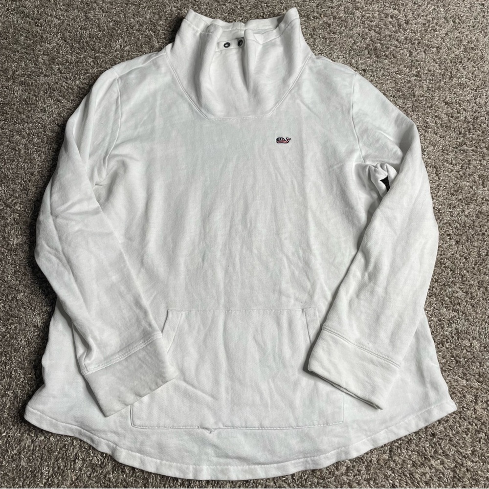 Vineyard Vines Sweatshirt Women’s Medium White Turtleneck Preppy Lightweight